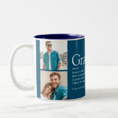 大学院の定義フォトコラージュおもしろいブルー ツートーンマグカップ (左)