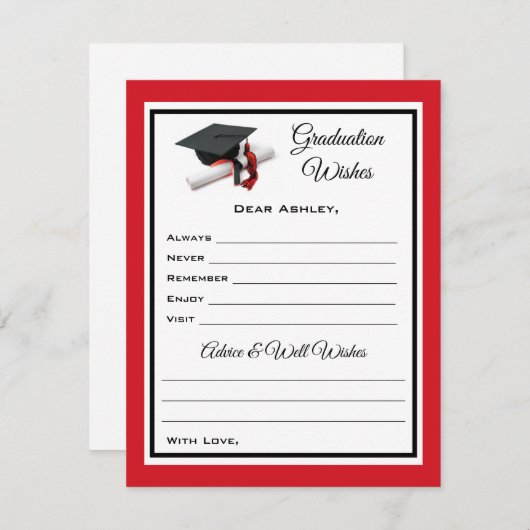 大学院の希望とアドバイス |黒の赤 ノートカード (正面/裏面)