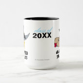 大学院の帽子のマグを身に着けているおもしろいな卒業のろば マグカップ (中央)