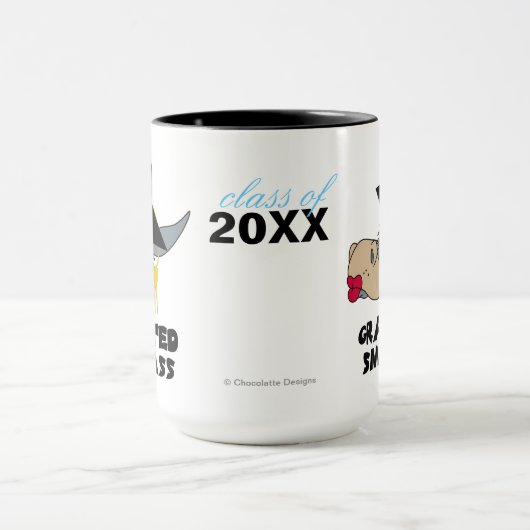 大学院の帽子のマグを身に着けているおもしろいな卒業のろば マグカップ (中央)