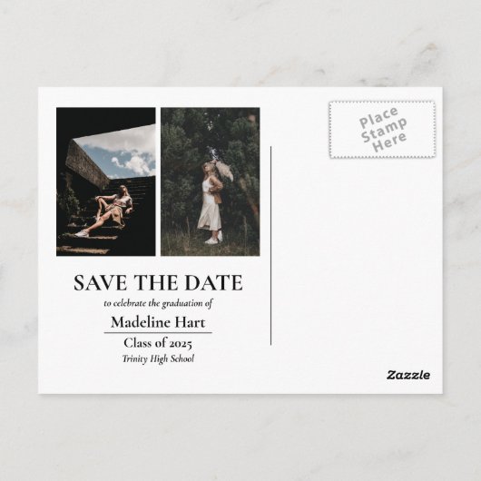 大学院の帽子 | 日付のグラード写真のコラージュを保存 ポストカード (裏面)