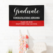 大学院の手書きのお祝いの黒の赤 横断幕 (インサイチュ)