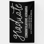 大学院の手書きの原稿のお祝いの黒 横断幕 (縦)