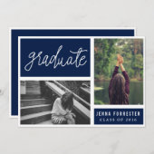 大学院の手書きの原稿2の写真の濃紺 招待状 (正面/裏面)