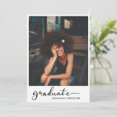 大学院の手書きスクリプトモダン写真 招待状 (スタンド正面)