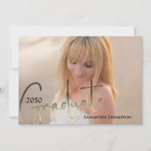 大学院の書道台本ブラック金ゴールド2枚 招待状 (正面)