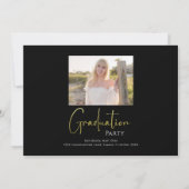 大学院の書道台本ブラック金ゴールド2枚 招待状 (裏面)