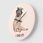 大学院の犬イラストレーション ラージ壁時計 (傾斜)