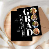 大学院の白黒フォトコラージュモダン 招待状