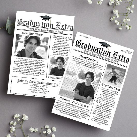 大学院の白黒写真コラージュ新聞 招待状