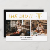 大学院の看護学校彼女はスクリプトの写真を行った 招待状 (正面/裏面)