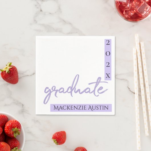 大学院の紫の台本 | Chic Lavender Keepsake スタンダードカクテルナプキン (インサイチュ)