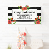 大学院の赤いシャクヤクの白黒のストライプ 横断幕 (インサイチュ)