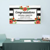 大学院の赤いシャクヤクの白黒のストライプ 横断幕 (トレードショー)