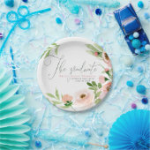 大学院の赤面の水彩画の花柄 ペーパープレート (パーティー)