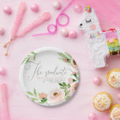 大学院の赤面の水彩画の花柄 ペーパープレート (パーティー)