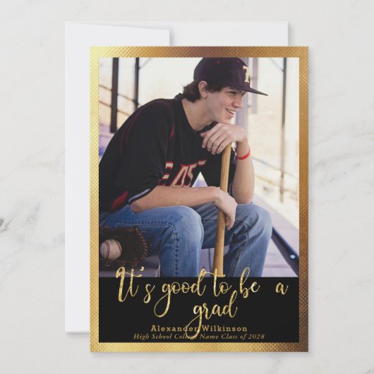 大学院の金ゴールド脚本4号写真の卒業は良い 案内状 (正面)