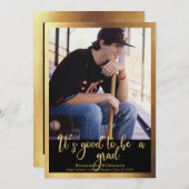 大学院の金ゴールド脚本4号写真の卒業は良い 案内状 (正面/裏面)