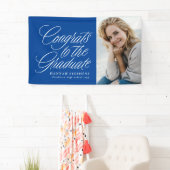 大学院の青い写真卒業へのおめでとう 横断幕 (インサイチュ)