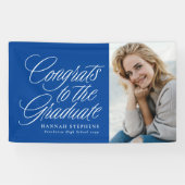 大学院の青い写真卒業へのおめでとう 横断幕 (横)