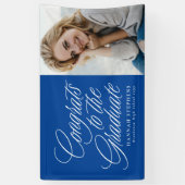 大学院の青い写真卒業へのおめでとう 横断幕 (縦)