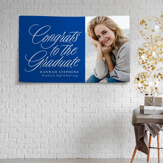 大学院の青い写真卒業へのおめでとう 横断幕