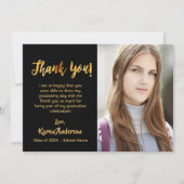 大学院の黒い金ゴールド感謝してい写真 招待状 (正面)