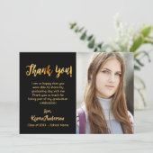 大学院の黒い金ゴールド感謝してい写真 招待状 (スタンド正面)