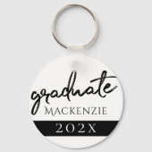 大学院の黒字版 |年クラシック付き記念テープ キーホルダー (正面)