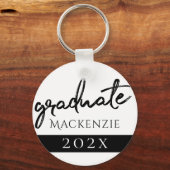 大学院の黒字版 |年クラシック付き記念テープ キーホルダー (正面)