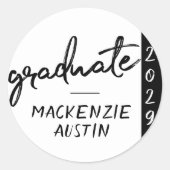 大学院の黒字版 |年クラシック付き記念テープ ラウンドシール (正面)