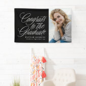 大学院へのおめでとうブラックフォトの卒業 横断幕 (インサイチュ)