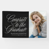 大学院へのおめでとうブラックフォトの卒業 横断幕 (横)