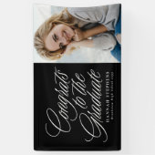 大学院へのおめでとうブラックフォトの卒業 横断幕 (縦)