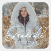 大学院エレガントの写真と名前のスクリプト スクエアシール (正面)