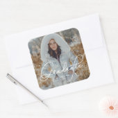 大学院エレガントの写真と名前のスクリプト スクエアシール (封筒)