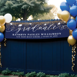 大学院エレガントスクリプト金ゴールド紙吹雪卒業 横断幕