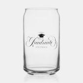 大学院エレガントブラックスクリプトタイポグラフィ ガラス缶 (正面)