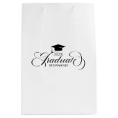 大学院エレガントブラックスクリプトタイポグラフィ ミディアムペーパーバッグ (正面)