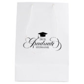 大学院エレガントブラックスクリプトタイポグラフィ ミディアムペーパーバッグ (裏面)