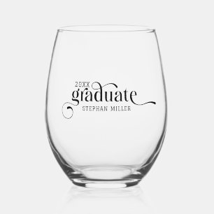 大学院エレガントブラック渦巻形のタイポグラフィ ステムなしワイングラス