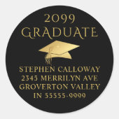 大学院エレガントブラック金ゴールドキャップ差出人住所 ラウンドシール (正面)
