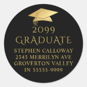 大学院エレガントブラック金ゴールドキャップ差出人住所 ラウンドシール (正面)