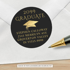 大学院エレガントブラック金ゴールドキャップ差出人住所 ラウンドシール