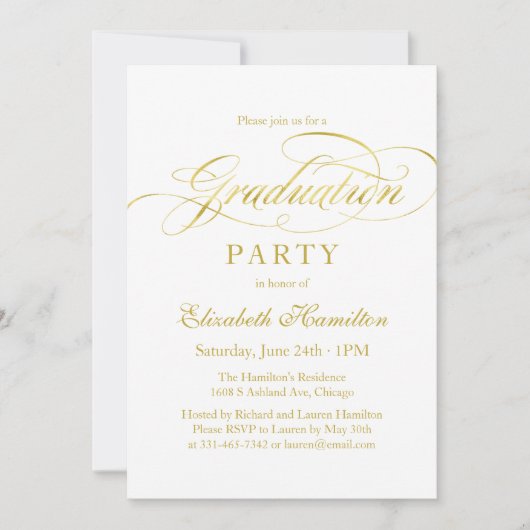 大学院エレガントホイルフェイクグラードパーティー 招待状 (正面)