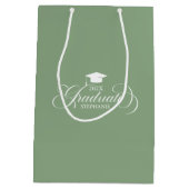 大学院エレガントホワイトオングリーンスクリプトタイポグラフィ ミディアムペーパーバッグ (裏面)