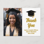 大学院エレガント写真金ゴールドScript Thank You ポストカード (正面)