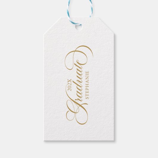 大学院エレガント金ゴールドスクリプトタイポグラフィ ギフトタグ (正面)