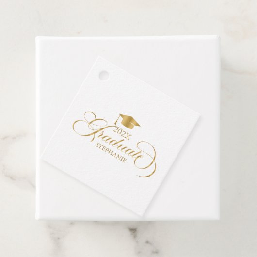 大学院エレガント金ゴールドスクリプトタイポグラフィ フェイバータグ (インサイチュ)