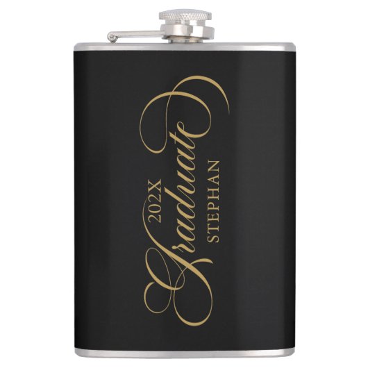 大学院エレガント金ゴールドスクリプトタイポグラフィ フラスク (正面)
